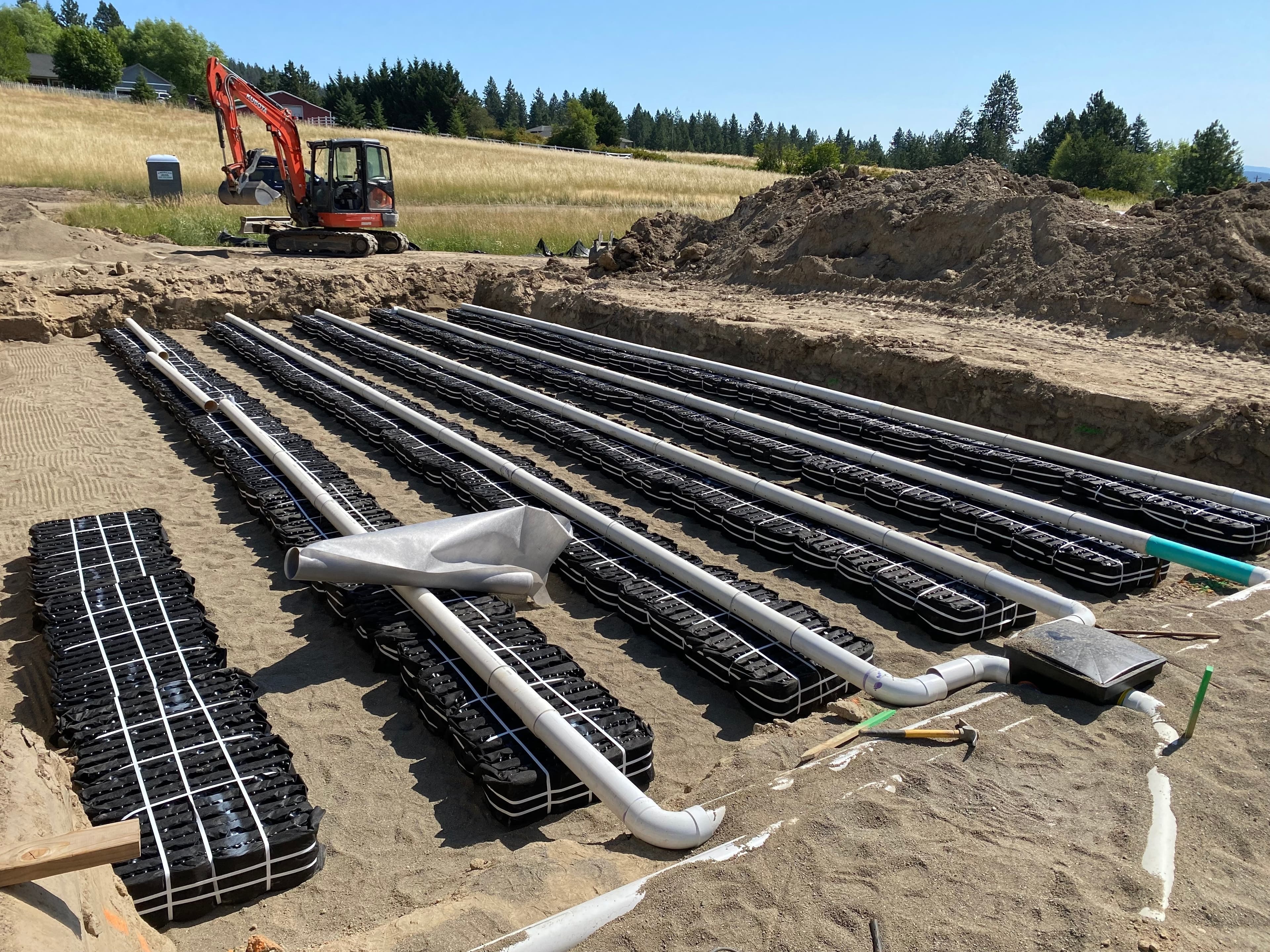 Eljen GSF bed layout under construction near Coeur d'Alene, Idaho.